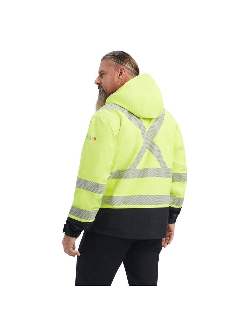 Vestes Ariat FR Hi-Vis Encapuchonné Imperméables Jaune Homme | DER-68600413