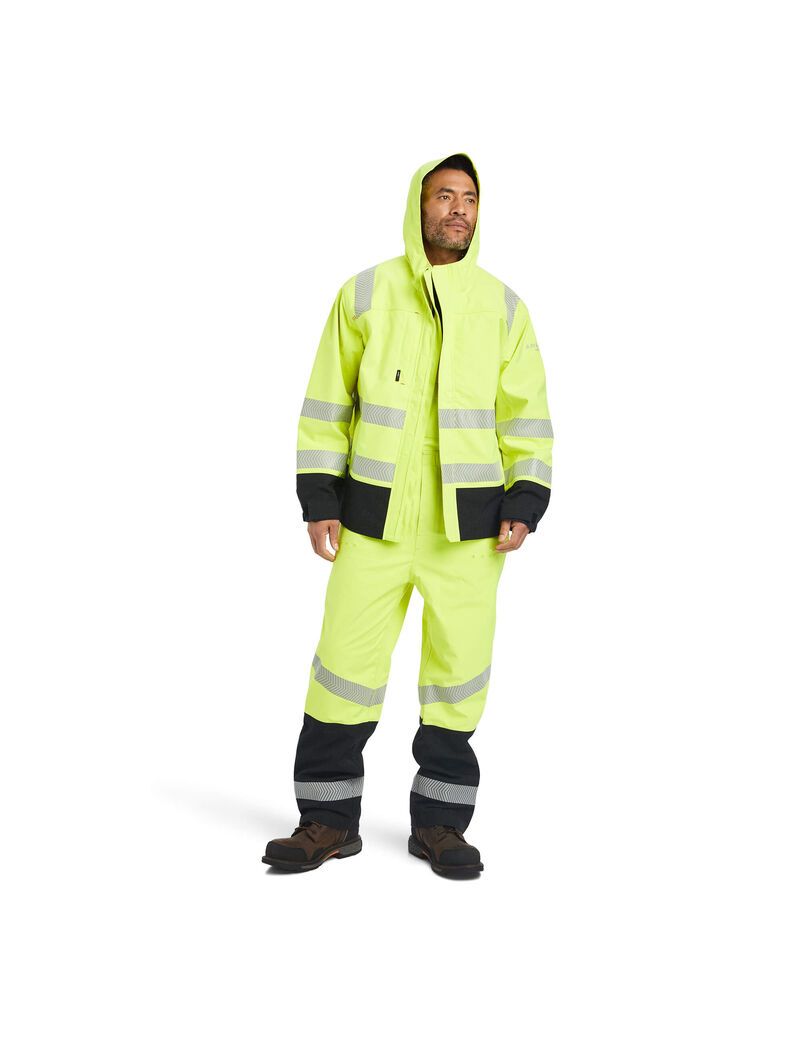 Vestes Ariat FR Hi-Vis Encapuchonné Imperméables Jaune Homme | DER-68600413