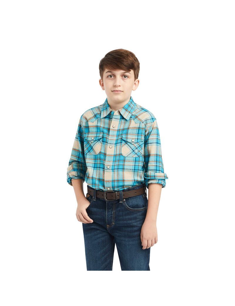 Chemises De Costume Ariat Handley Retro Fit Turquoise Enfant | KXR-92002410