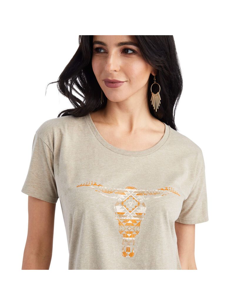 Hauts Ariat Blanket Skull Tee Beige Femme | NNR-97976282