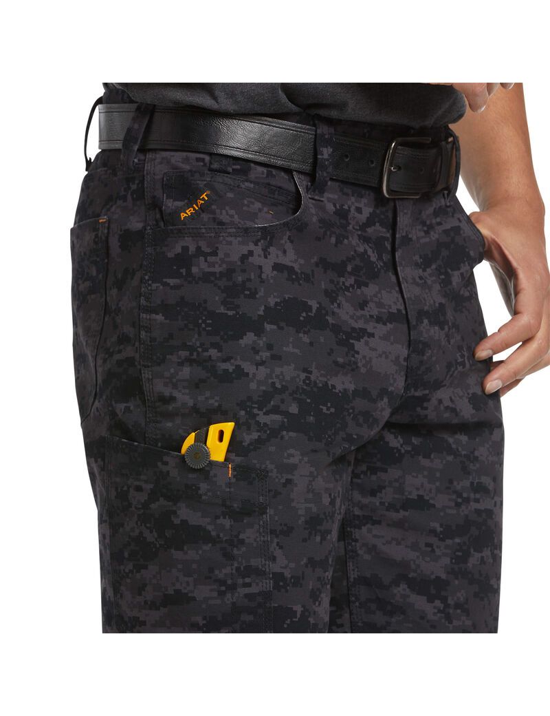 Shorts Ariat Rebar DuraStretch Made Tough Noir Camouflage Homme | EVO-89866714