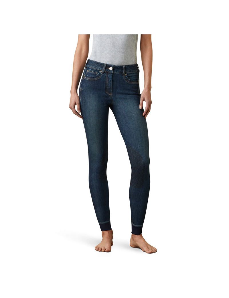 Pantalon Ariat Halo Denim Knee Patch Breech Bleu Femme | MVA-10852397