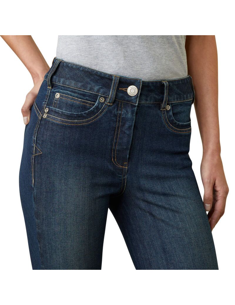 Pantalon Ariat Halo Denim Knee Patch Breech Bleu Femme | MVA-10852397