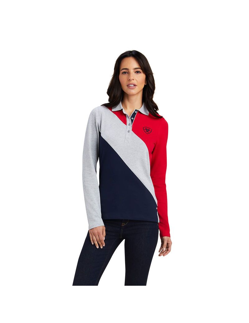 Polos Ariat Taryn Rouge Grise Bleu Marine Femme | CRR-69857054