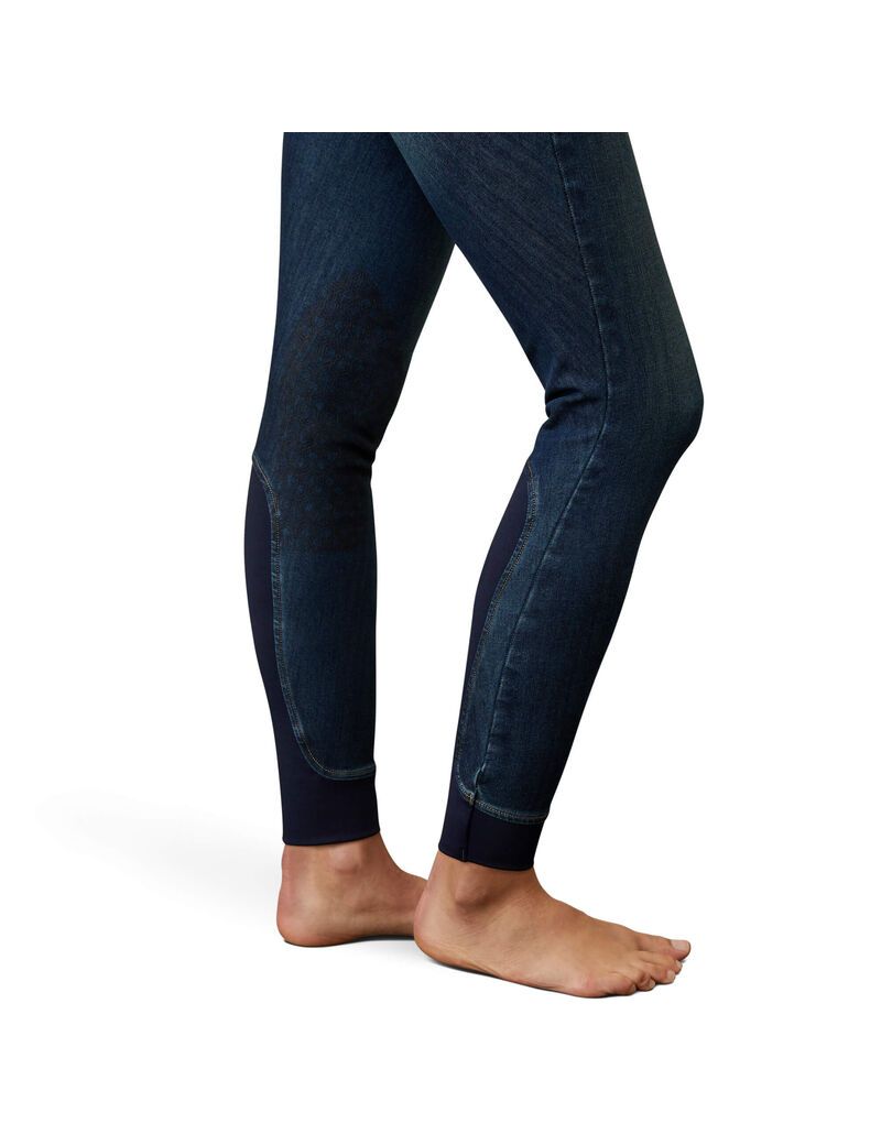 Pantalon Ariat Halo Denim Knee Patch Breech Bleu Femme | MVA-10852397