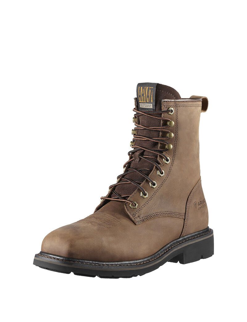 Bottes de Travail Ariat Cascade 8' Larges Square Embout Steel Embout Marron Homme | IWW-56878262