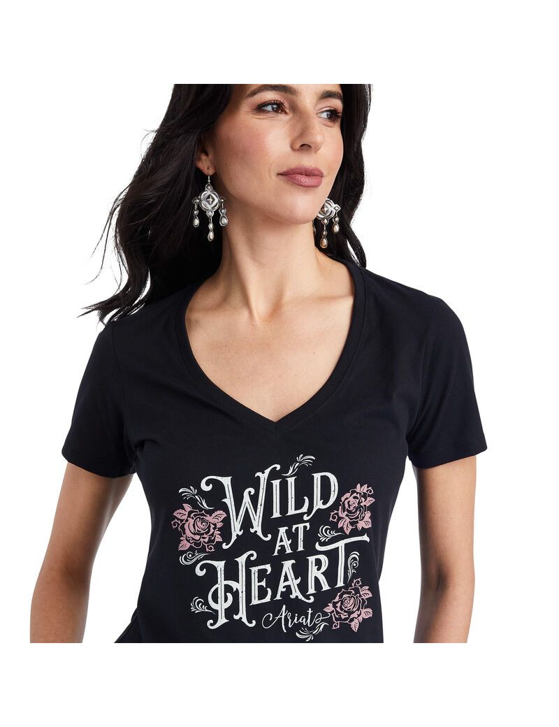 Hauts Ariat Wild Heart Tee Noir Femme | AMM-47286802