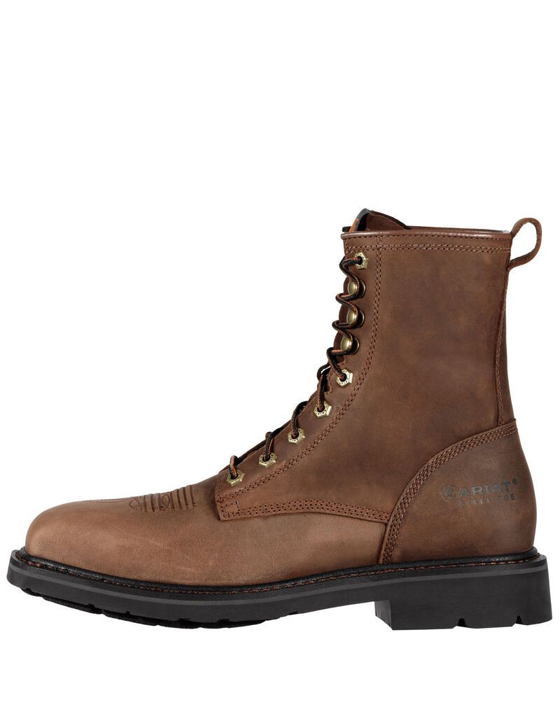 Bottes de Travail Ariat Cascade 8' Larges Square Embout Steel Embout Marron Homme | IWW-56878262