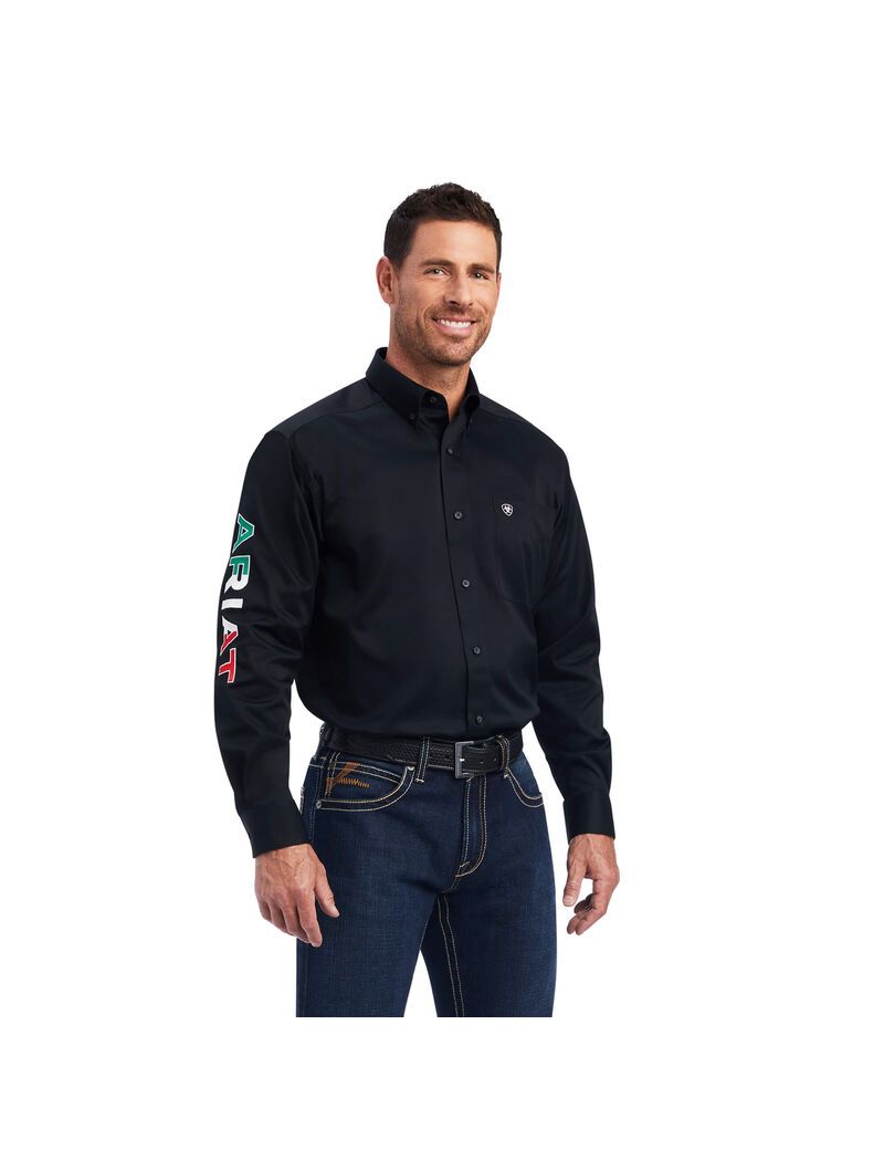 Chemises De Costume Ariat Team Logo Twill Classiche Fit Noir Homme | NSK-41780543