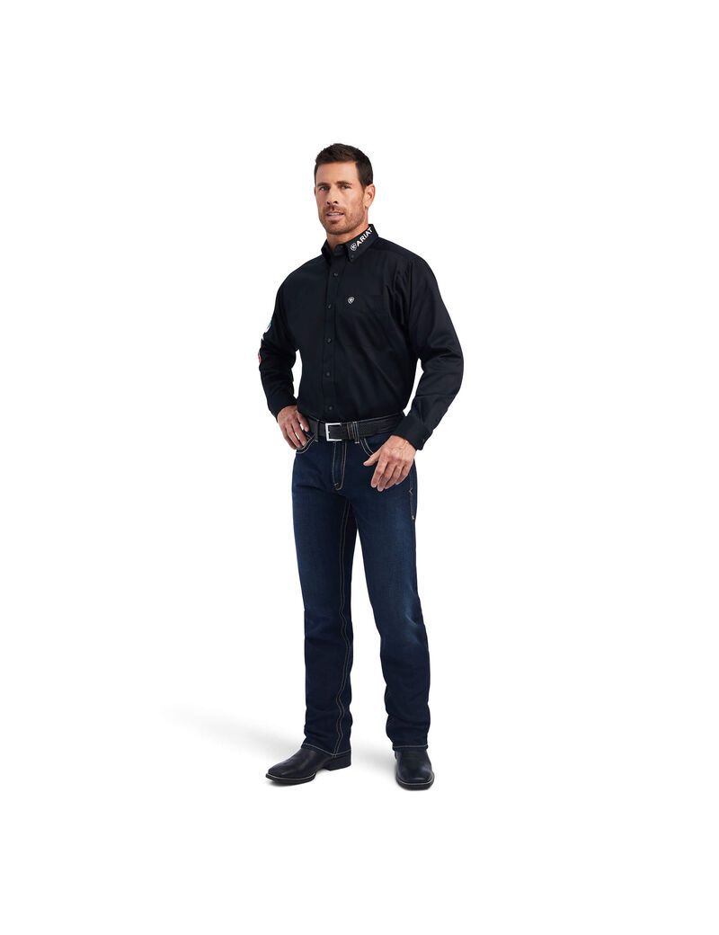 Chemises De Costume Ariat Team Logo Twill Classiche Fit Noir Homme | NSK-41780543