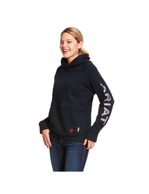 Sweat à Capuche Ariat FR Primo Fleece Logo Bleu Marine Femme | ETO-55414181