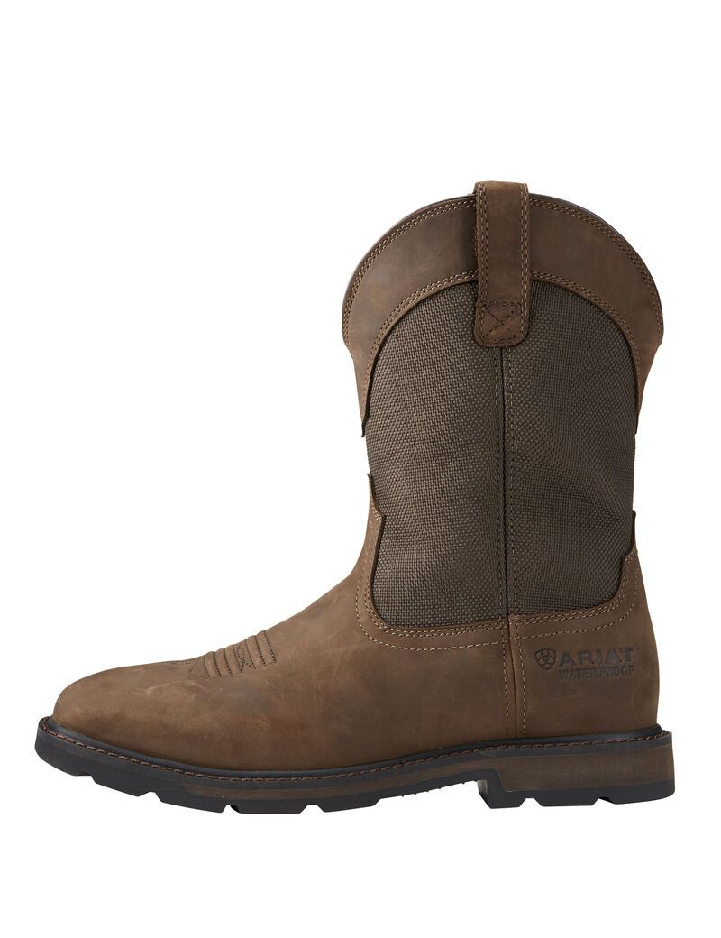 Bottes Imperméables Ariat Groundbreaker Larges Square Embout Steel Embout Travail Marron Homme | IXP-26046798