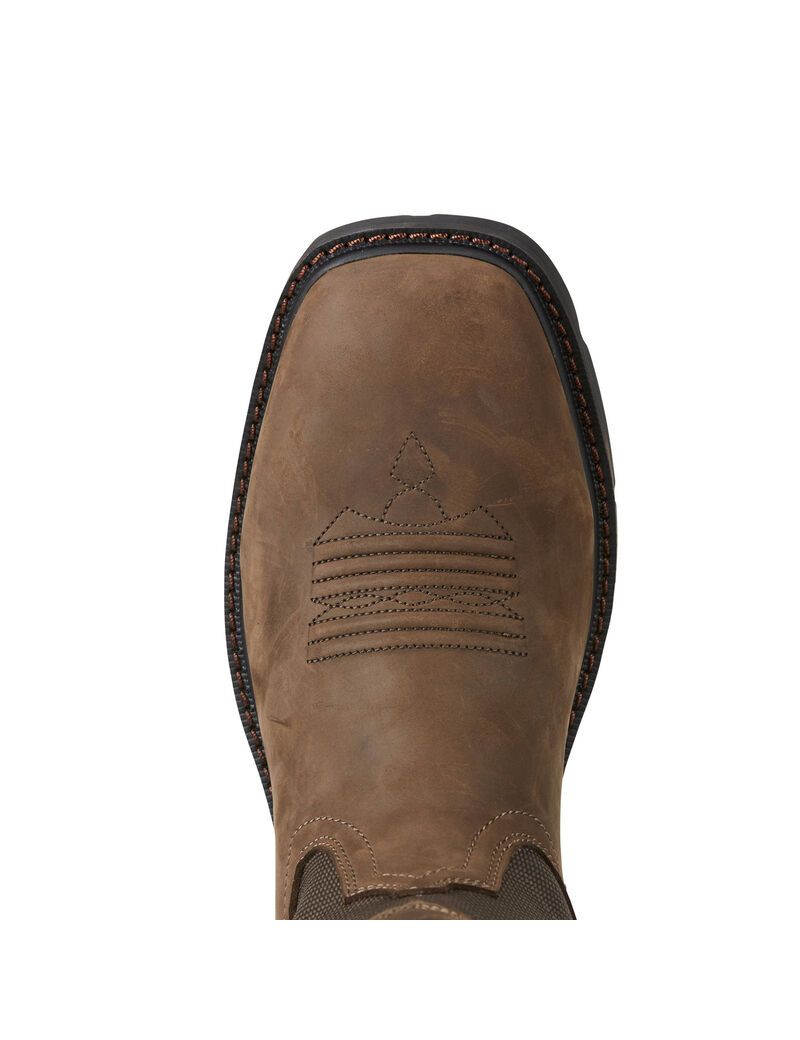 Bottes Imperméables Ariat Groundbreaker Larges Square Embout Steel Embout Travail Marron Homme | IXP-26046798