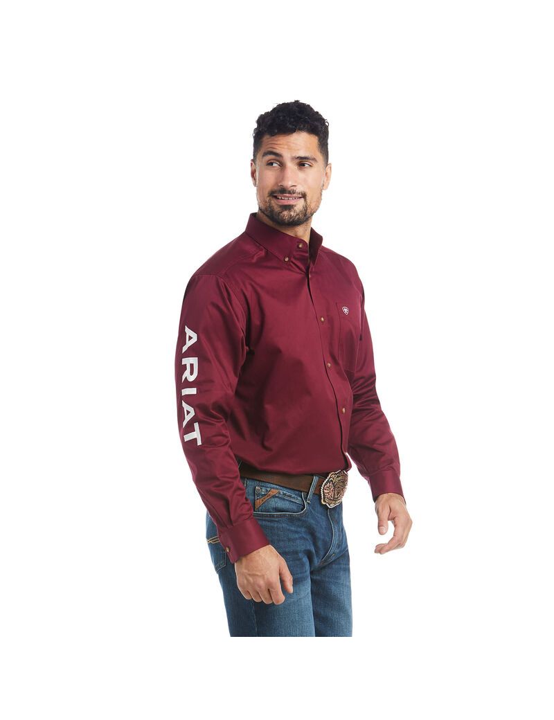 Chemises De Costume Ariat Team Logo Twill Classiche Fit Bordeaux Homme | ZSX-96099967