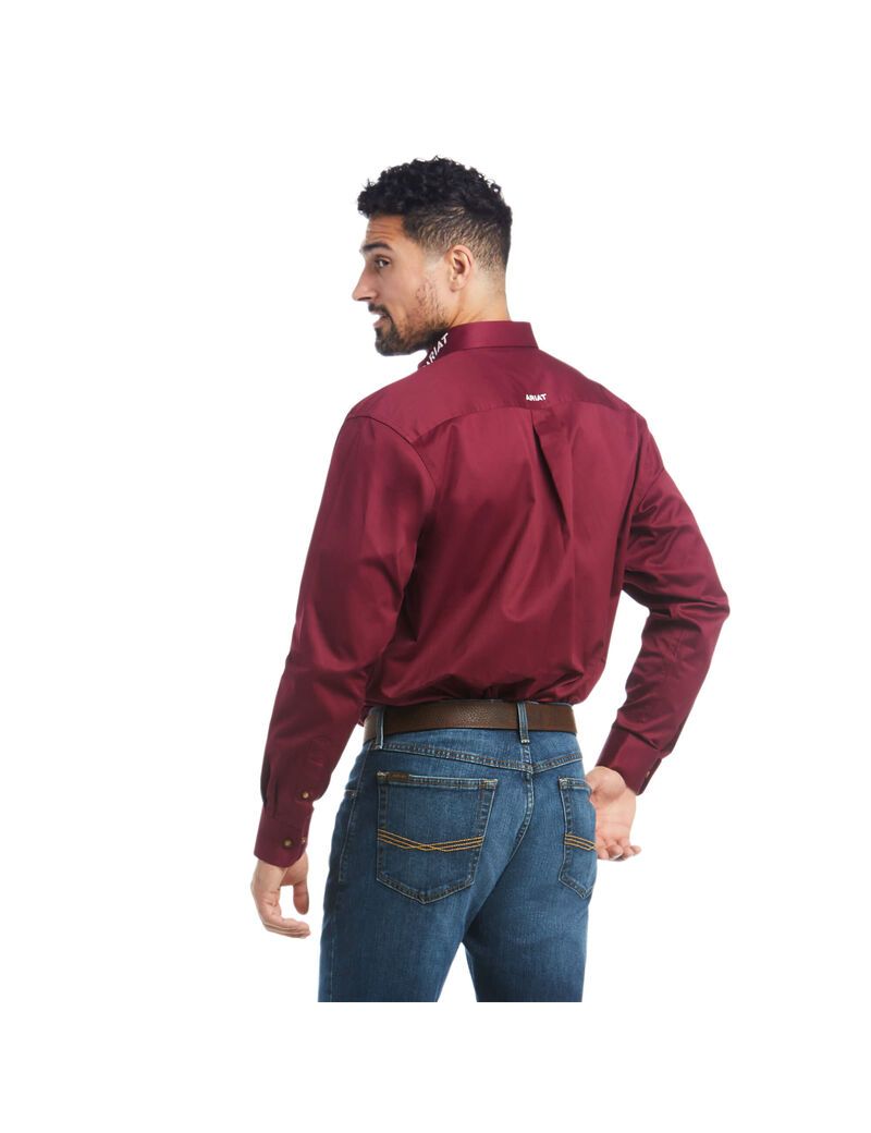 Chemises De Costume Ariat Team Logo Twill Classiche Fit Bordeaux Homme | ZSX-96099967