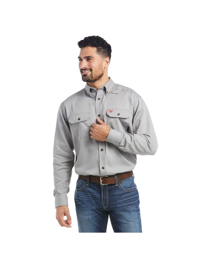 Chemises De Costume Ariat FR Solid Travail Argent Homme | TWO-98919856