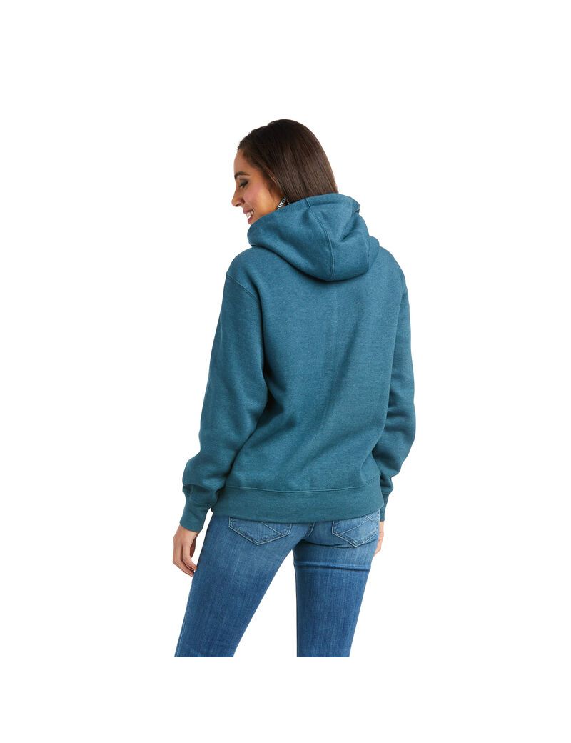 Sweat à Capuche Ariat REAL Arm Logo Turquoise Femme | REW-09048981