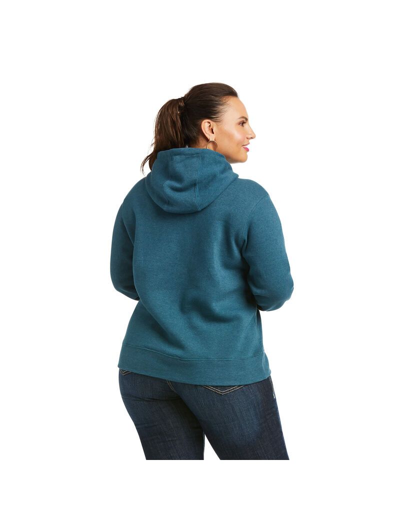 Sweat à Capuche Ariat REAL Arm Logo Turquoise Femme | REW-09048981