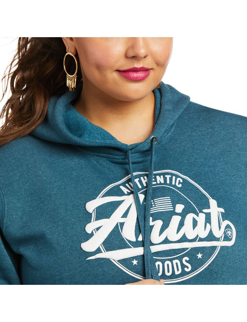 Sweat à Capuche Ariat REAL Arm Logo Turquoise Femme | REW-09048981