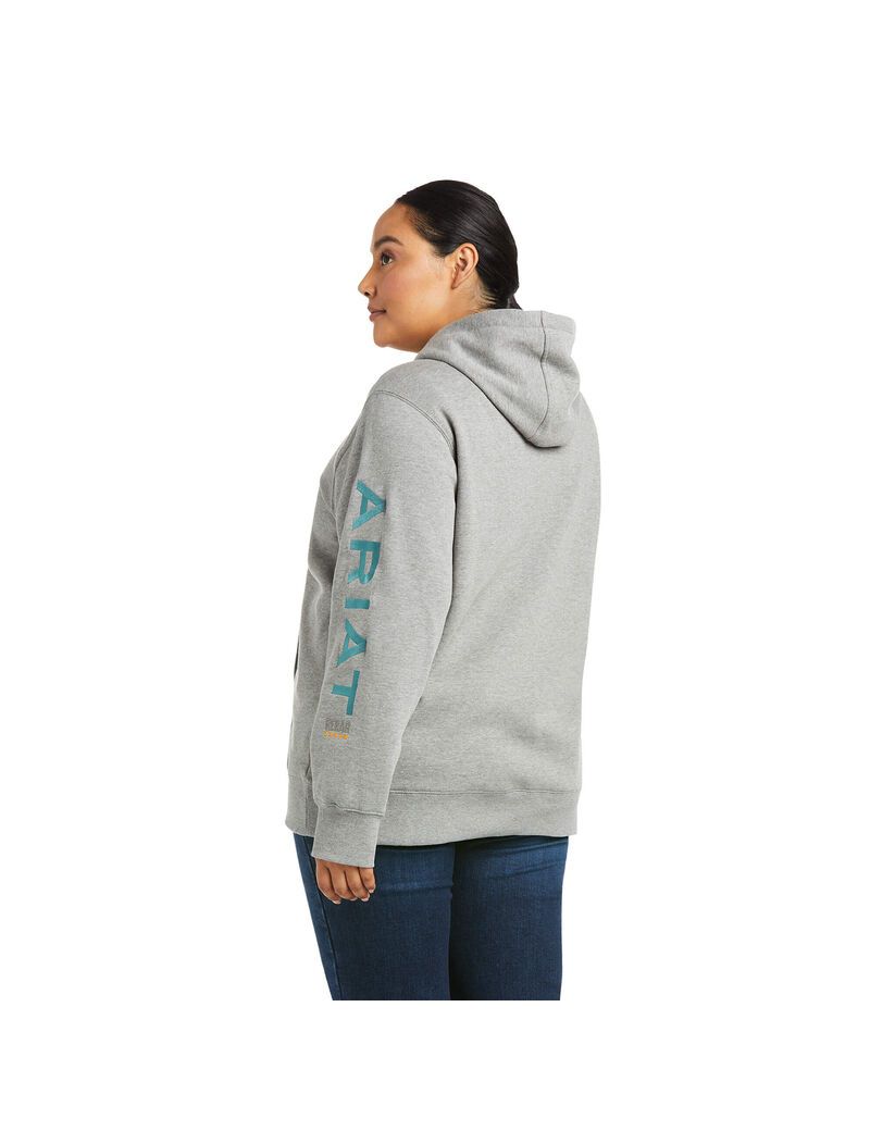 Sweat à Capuche Ariat Rebar Graphique Grise Femme | WNT-04162747