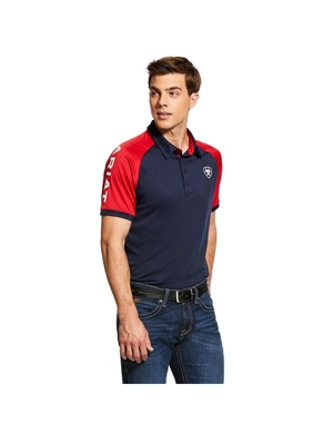 Polos Ariat Team 3.0 Bleu Marine Homme | BJI-32175256