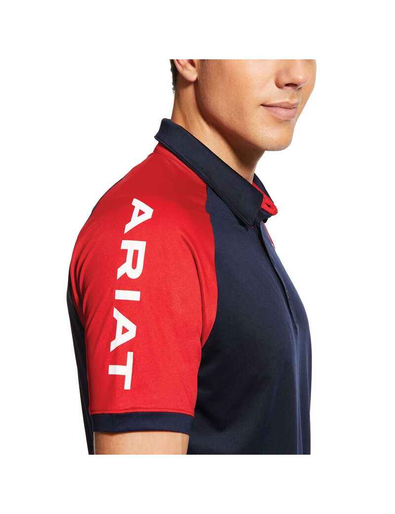 Polos Ariat Team 3.0 Bleu Marine Homme | BJI-32175256