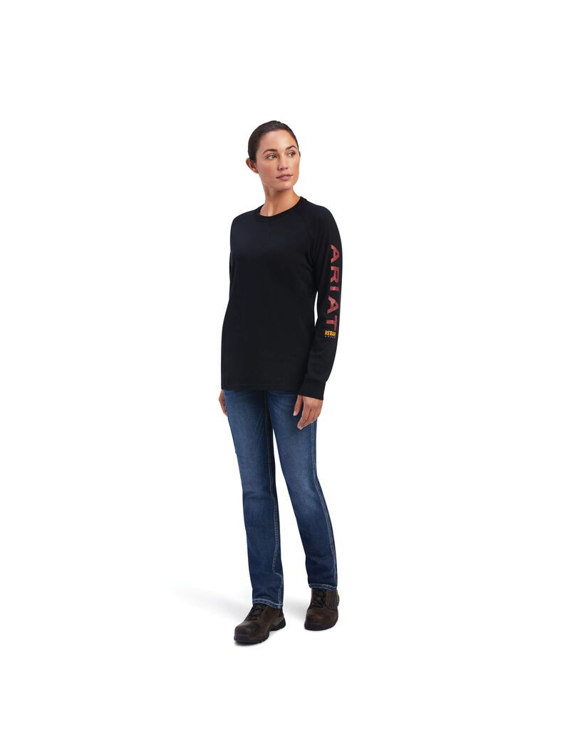 Vêtements De Travail Ariat Rebar Coton Strong Logo Graphique Noir Femme | QLA-69677920