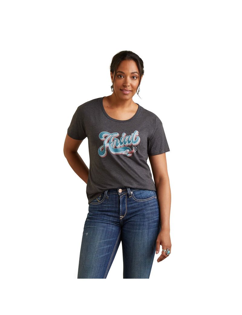 Hauts Ariat Spur Script Tee Grise Femme | IAS-67568639