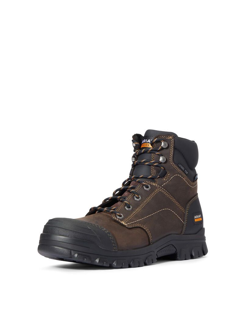 Bottes Imperméables Ariat Treadfast 6' Steel Embout Travail Marron Foncé Homme | XJH-54993643