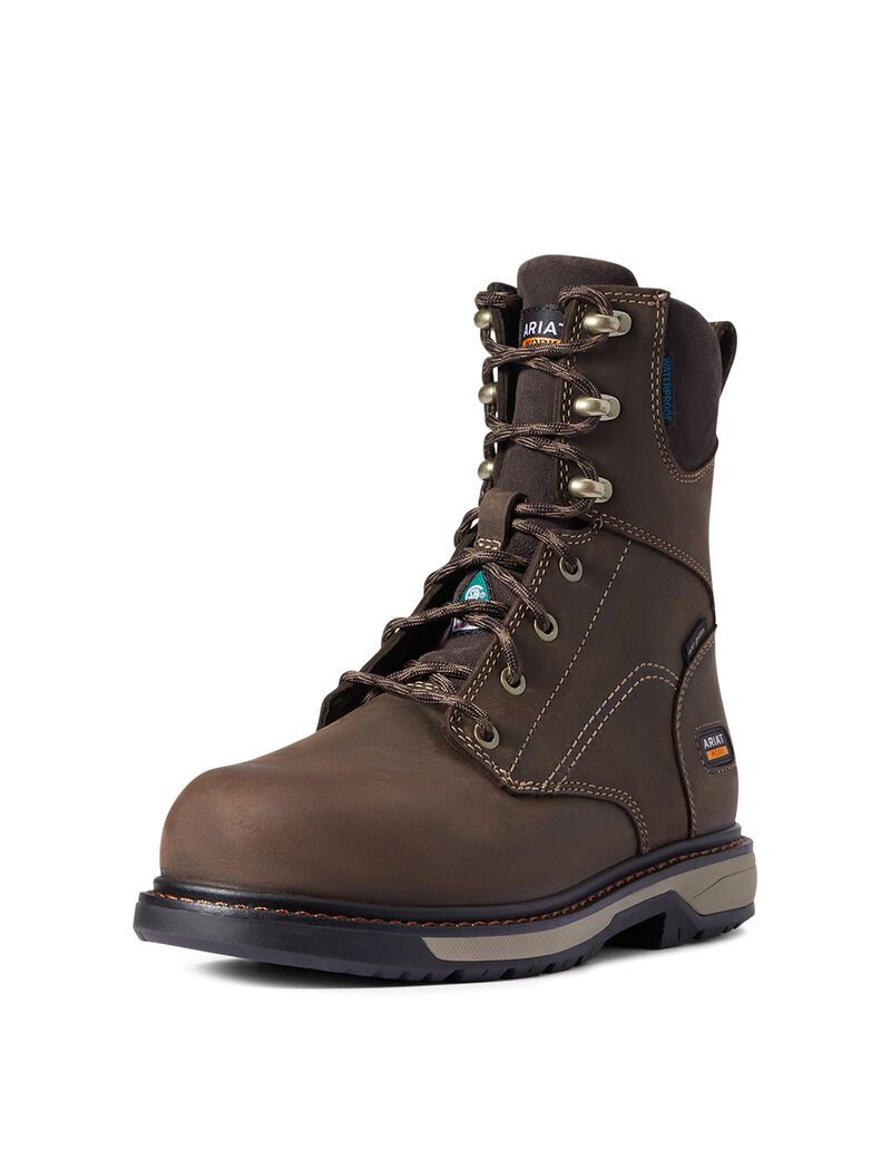 Bottes Imperméables Ariat Riveter 8' CSA Glacier Grip 400g Composite Embout Travail Marron Foncé Femme | XXA-13190982