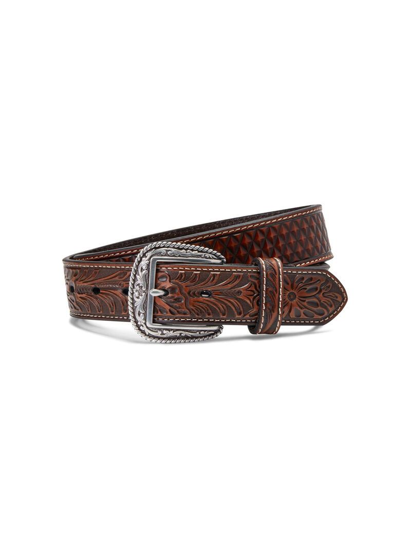 Ceintures Ariat Diamond Plate Embroidery Marron Homme | NBV-28219883