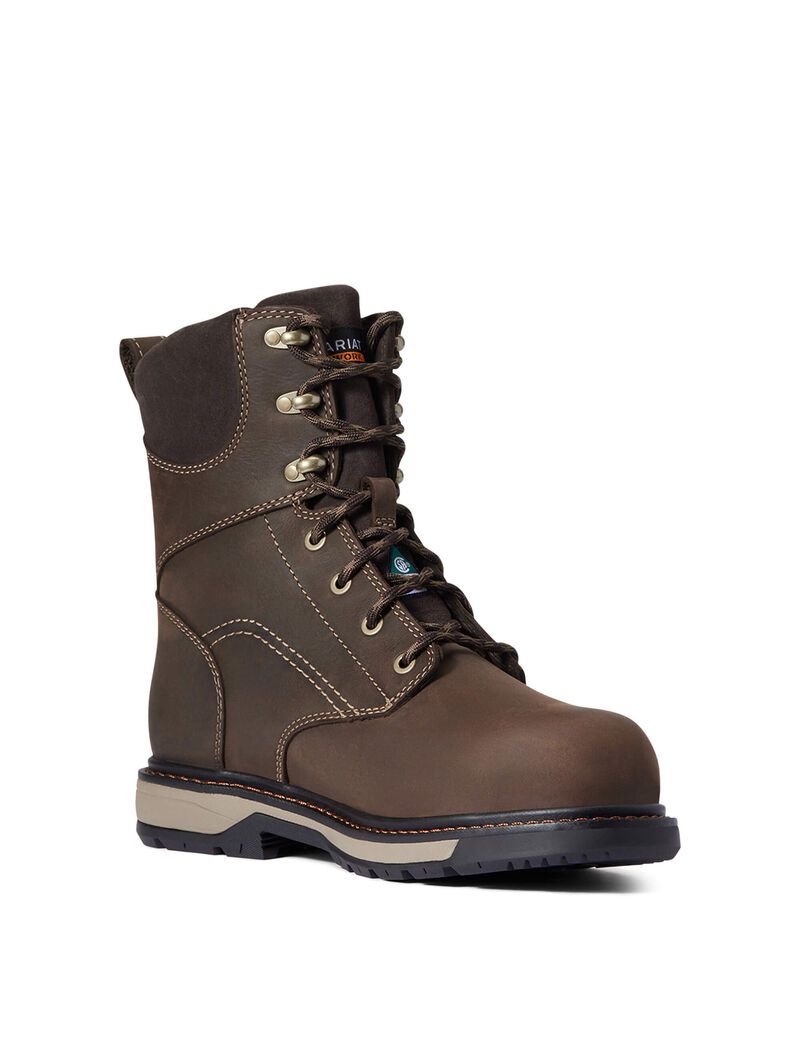 Bottes Imperméables Ariat Riveter 8' CSA Glacier Grip 400g Composite Embout Travail Marron Foncé Femme | XXA-13190982