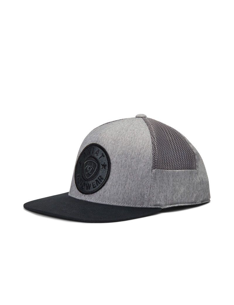 Casquettes Ariat Round logo patch Grise Homme | QZN-02721964