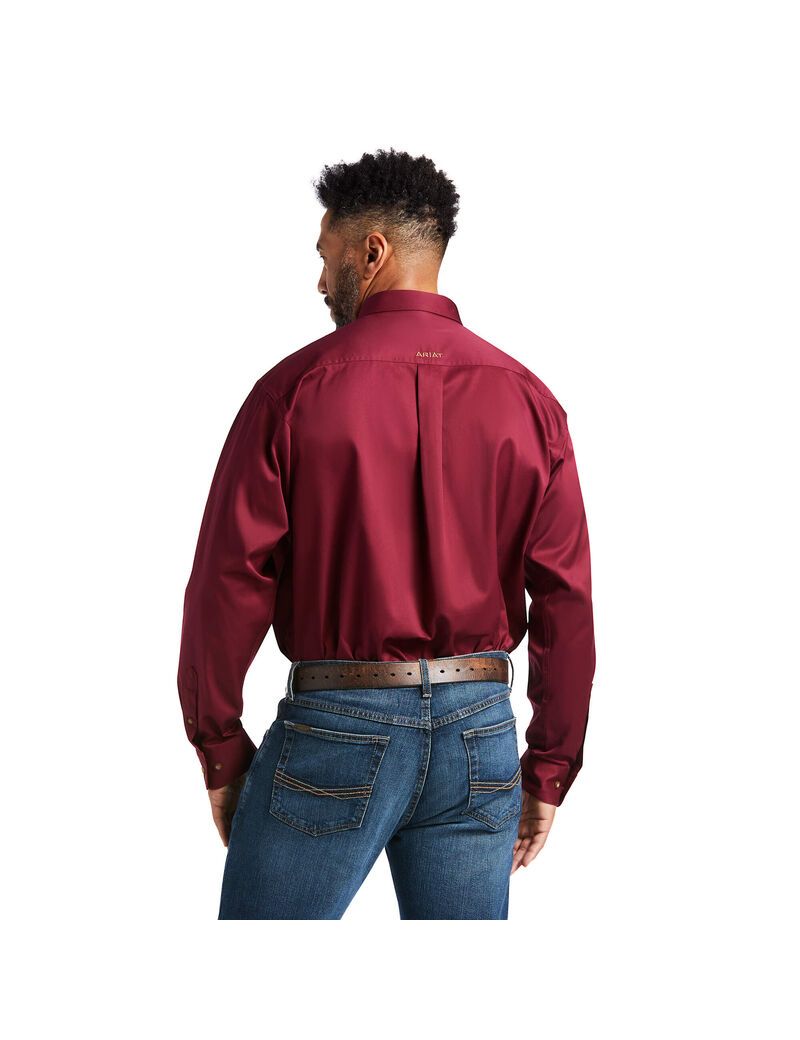 Chemises De Costume Ariat Solid Twill Classiche Fit Bordeaux Homme | WXE-48015233