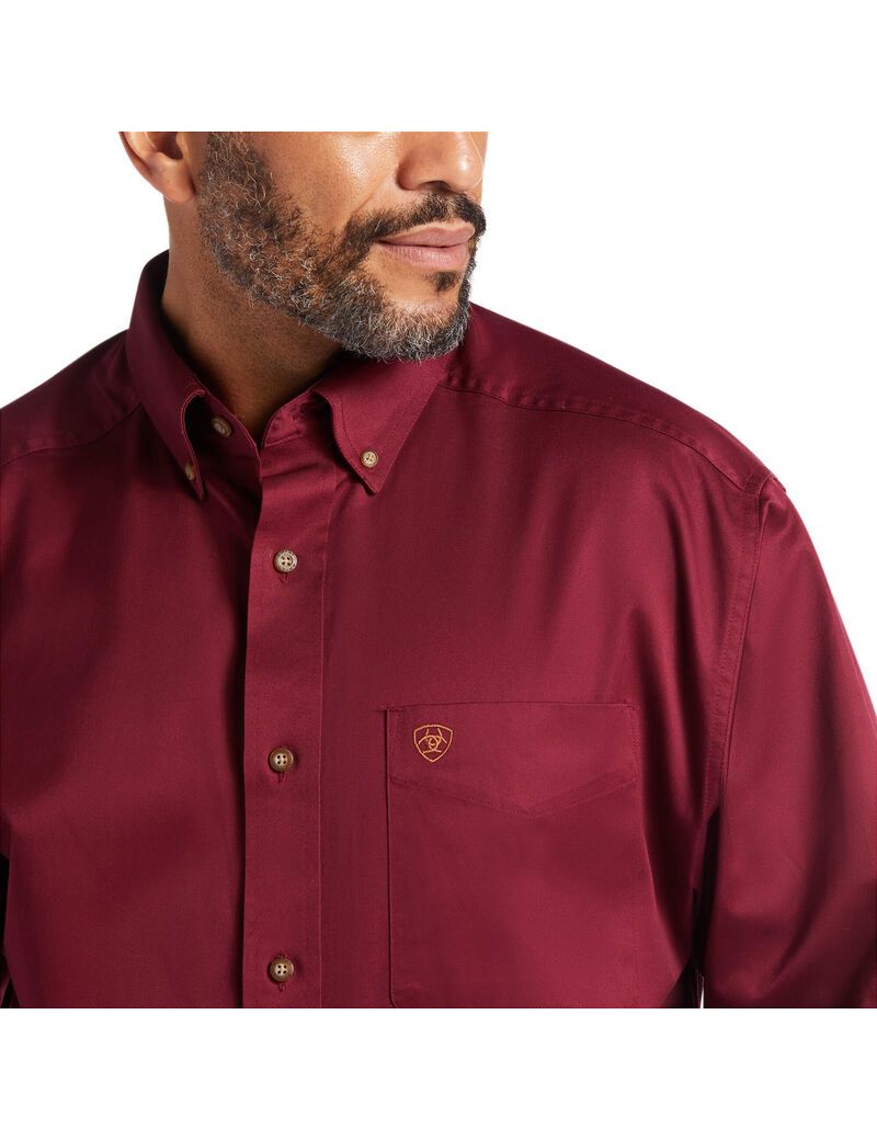 Chemises De Costume Ariat Solid Twill Classiche Fit Bordeaux Homme | WXE-48015233