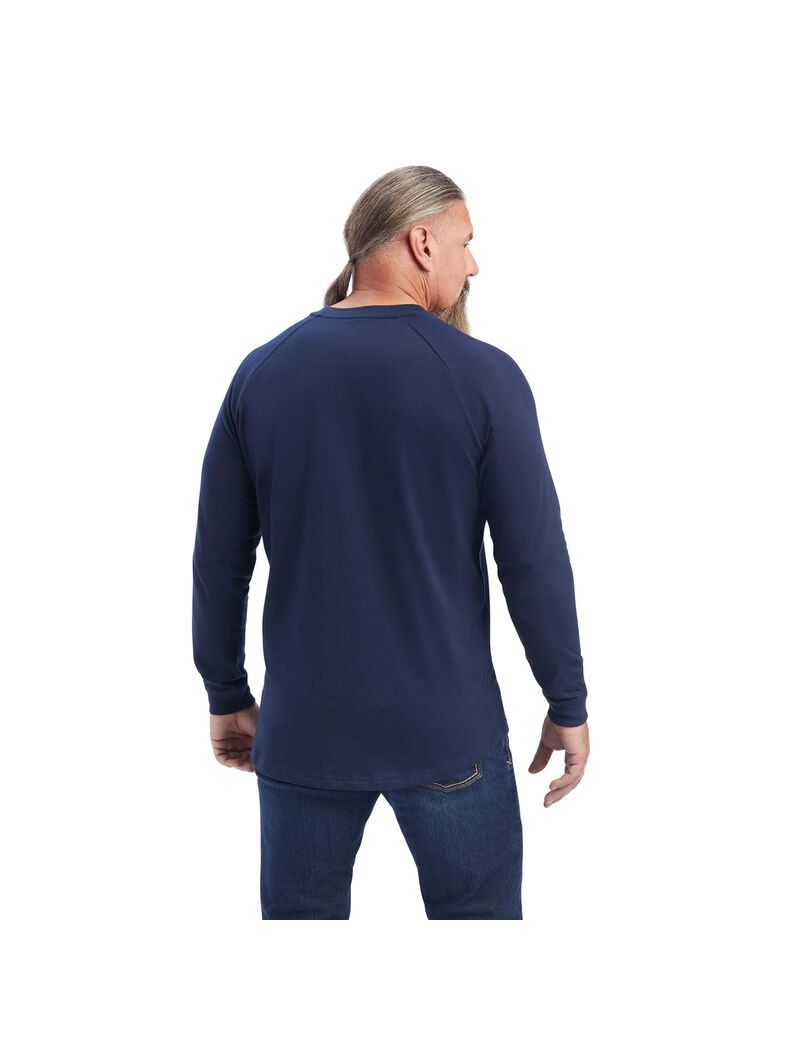 Vêtements De Travail Ariat Rebar Coton Strong T Shirts Bleu Marine Homme | DLC-03187157