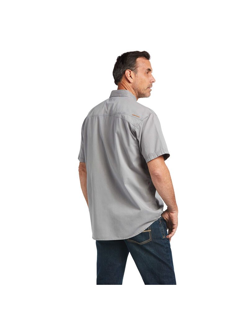 Vêtements De Travail Ariat Rebar Washed Twill Travail Shirts Argent Homme | HEO-25511582