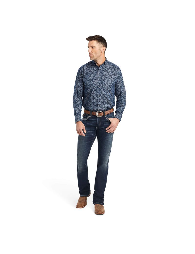 Chemises De Costume Ariat Keanu Classiche Fit Bleu Homme | XMQ-89683975