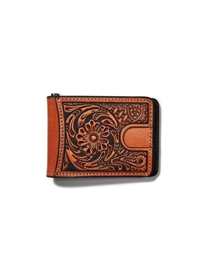 Portefeuilles Ariat Bifold Tan Floral Logo Embroidery Marron Homme | WBA-26449912