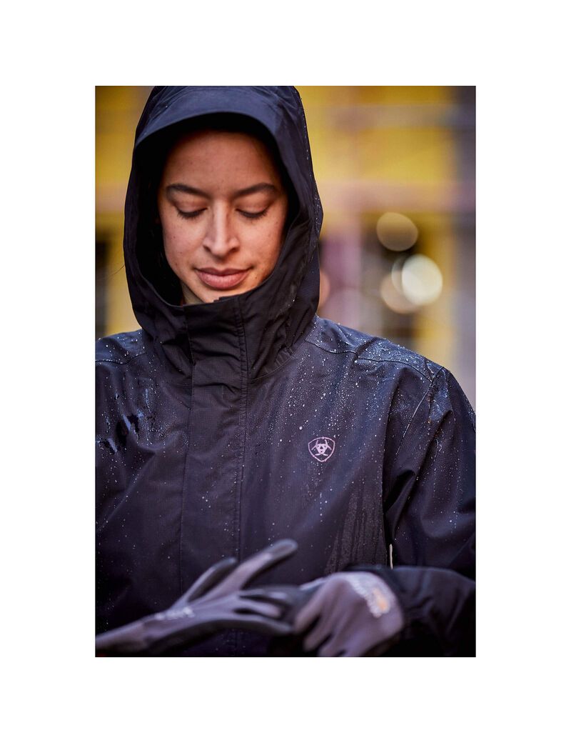 Vêtements De Travail Ariat Rebar Stormshell Logo Imperméables Jackets Grise Noir Femme | JIS-07676331