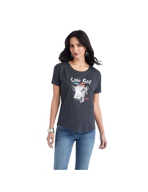 Hauts Ariat Cow Gal Tee Grise Femme | VFD-41790765