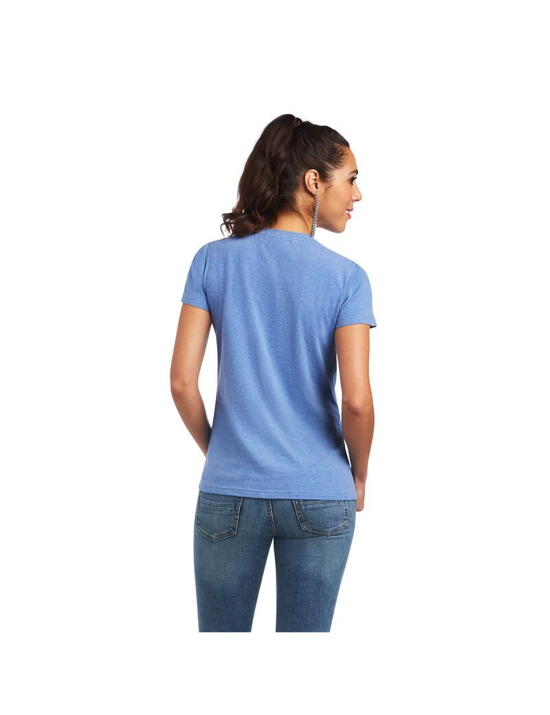 Hauts Ariat REAL Tropic Steerhead Tee Bleu Femme | ZAJ-78397462