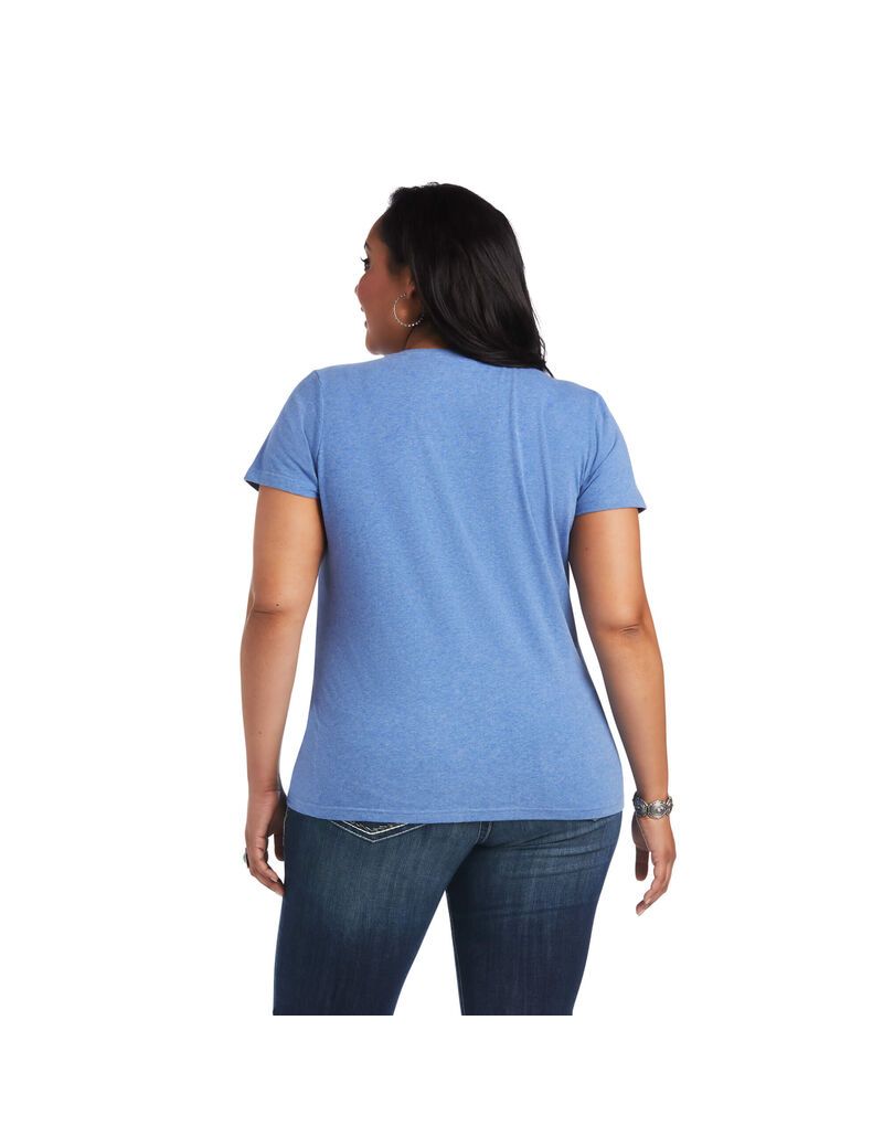 Hauts Ariat REAL Tropic Steerhead Tee Bleu Femme | ZAJ-78397462