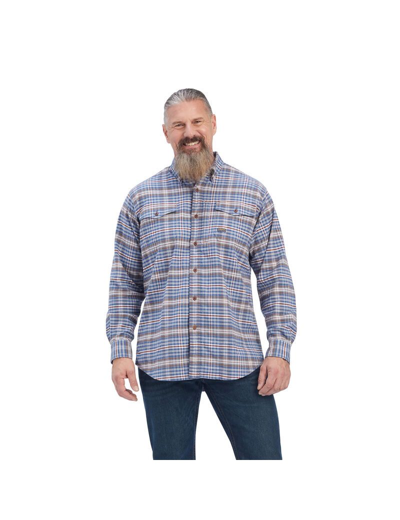 Vêtements De Travail Ariat Rebar Flannel DuraStretch Travail Shirts Grise Homme | QUB-99334860