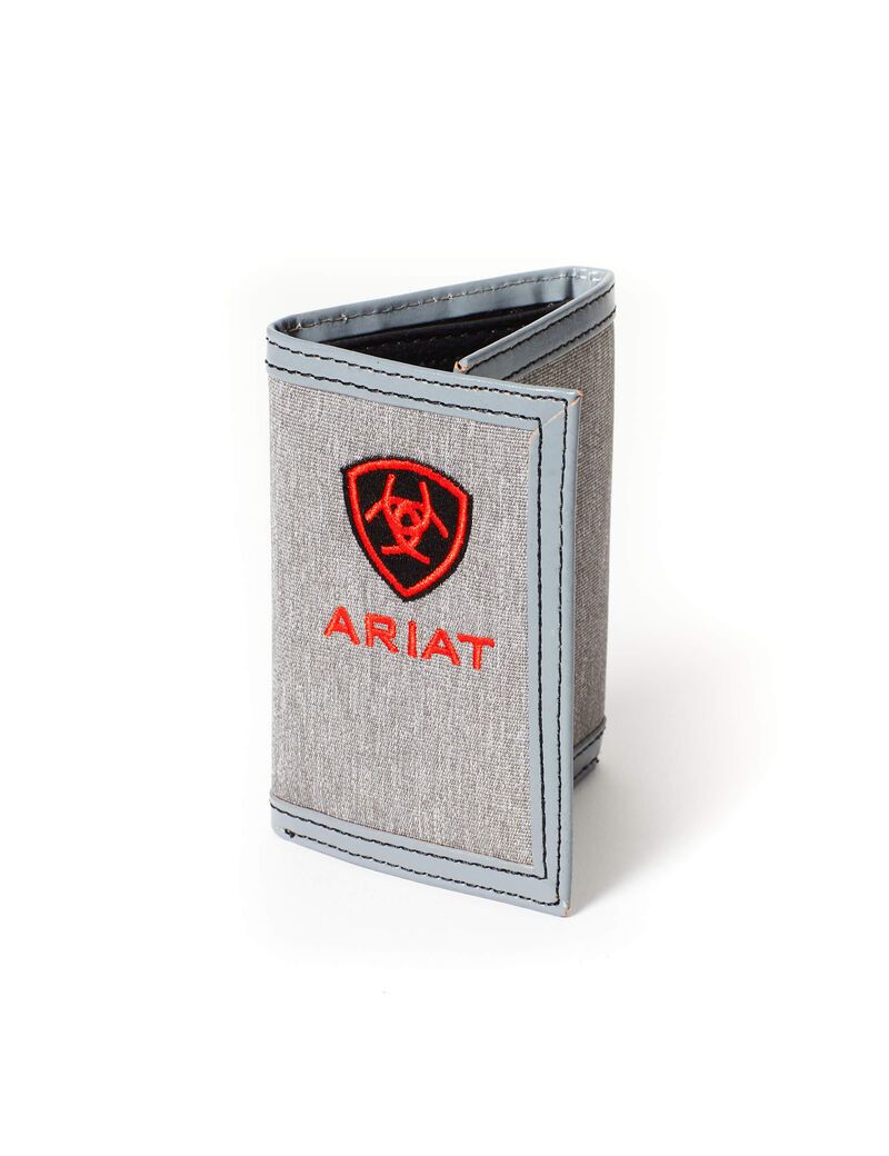 Portefeuilles Ariat Red Shield Gray Fabric Trifold Grise Homme | JGL-93927160