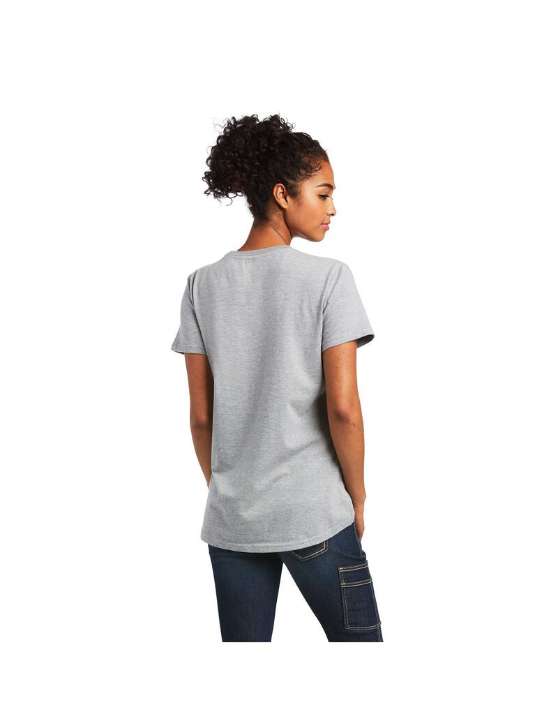 Vêtements De Travail Ariat Rebar Coton Strong Farm Graphique T Shirts Grise Femme | FMB-59761530