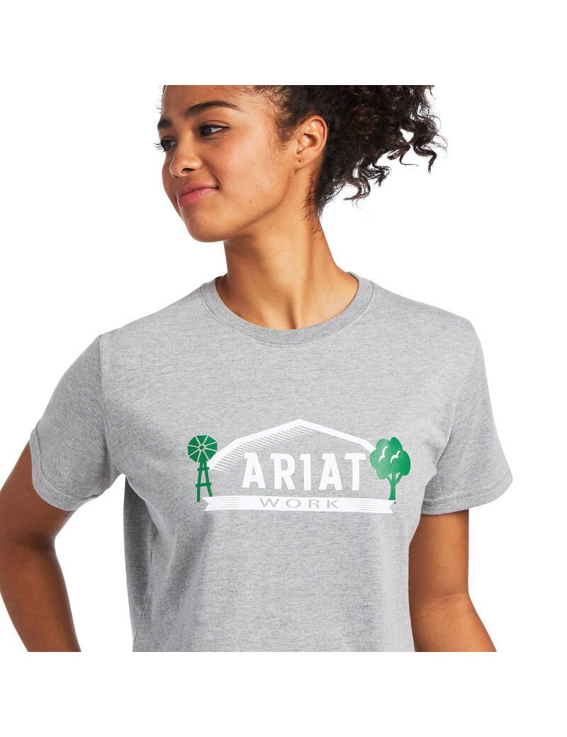 Vêtements De Travail Ariat Rebar Coton Strong Farm Graphique T Shirts Grise Femme | FMB-59761530