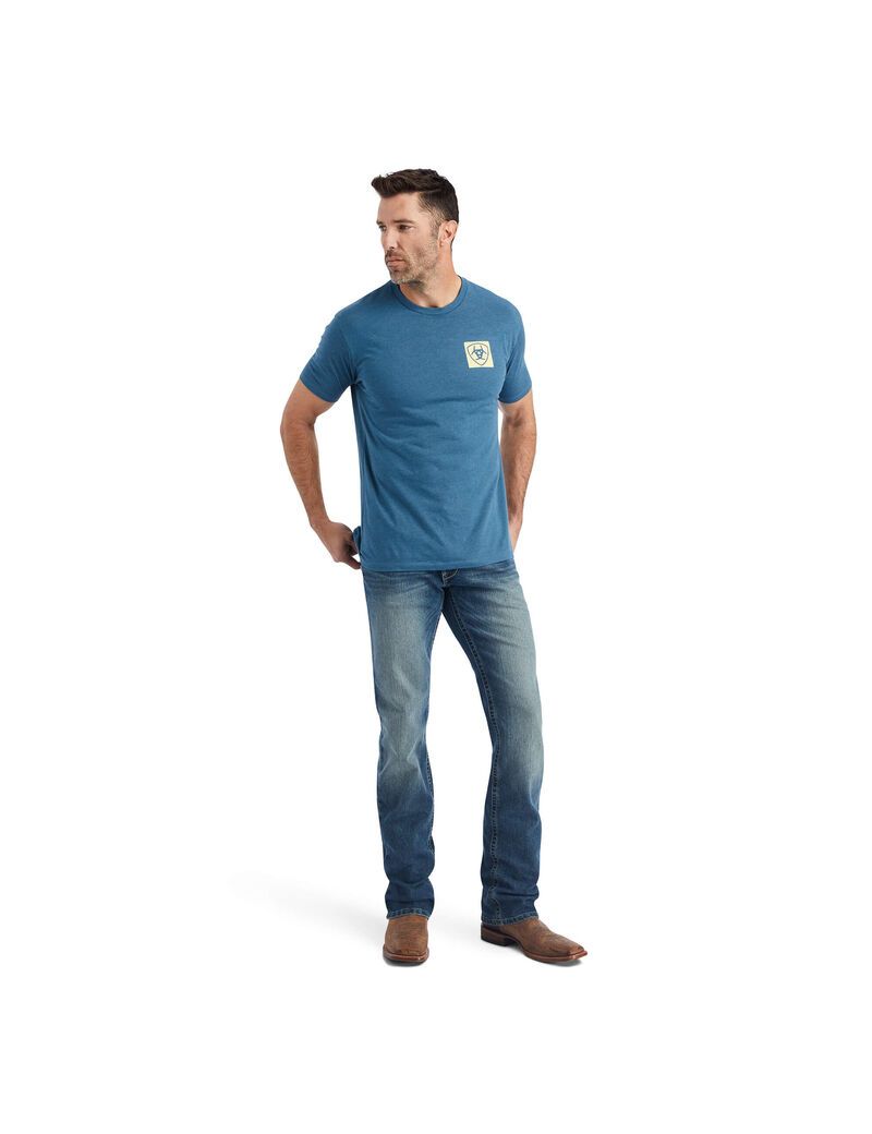 T Shirts Ariat Linear Octane Grise Bleu Homme | VWF-40928869