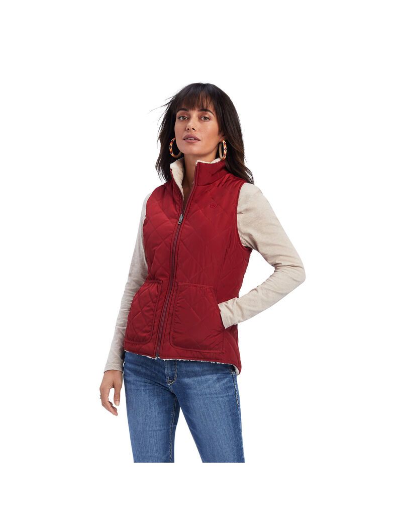 Gilet Ariat Reversible Dilon Reversible Insulated Rouge Foncé Femme | YWH-84879966