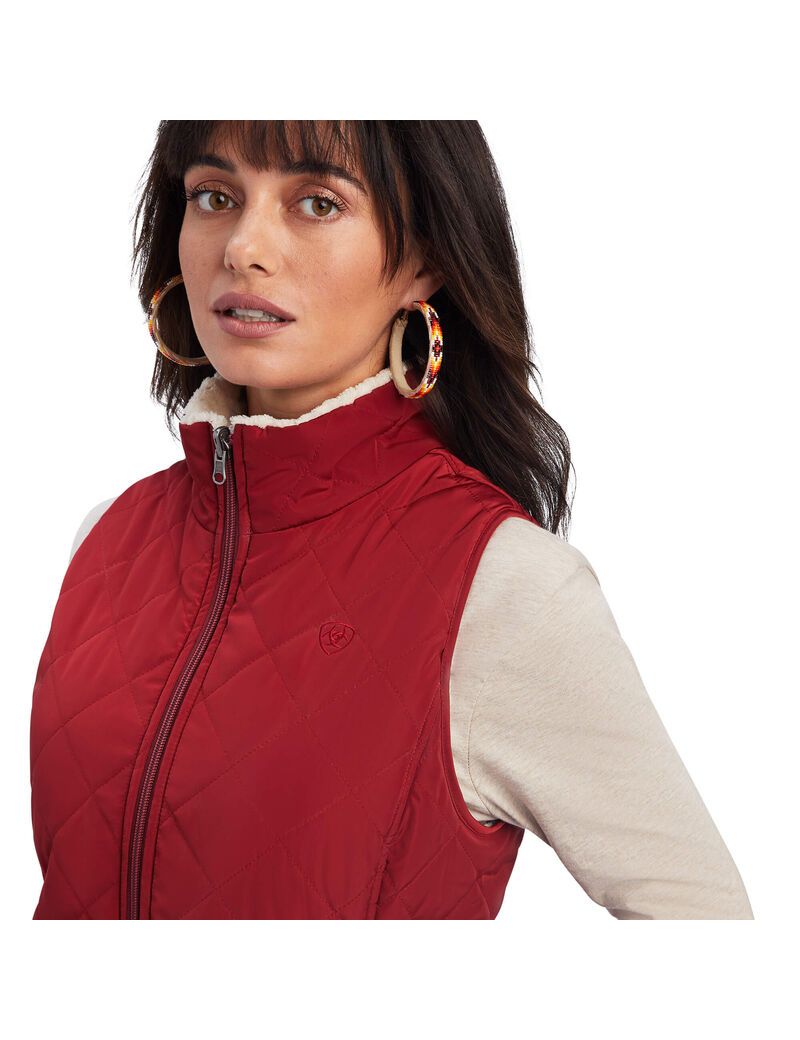 Gilet Ariat Reversible Dilon Reversible Insulated Rouge Foncé Femme | YWH-84879966